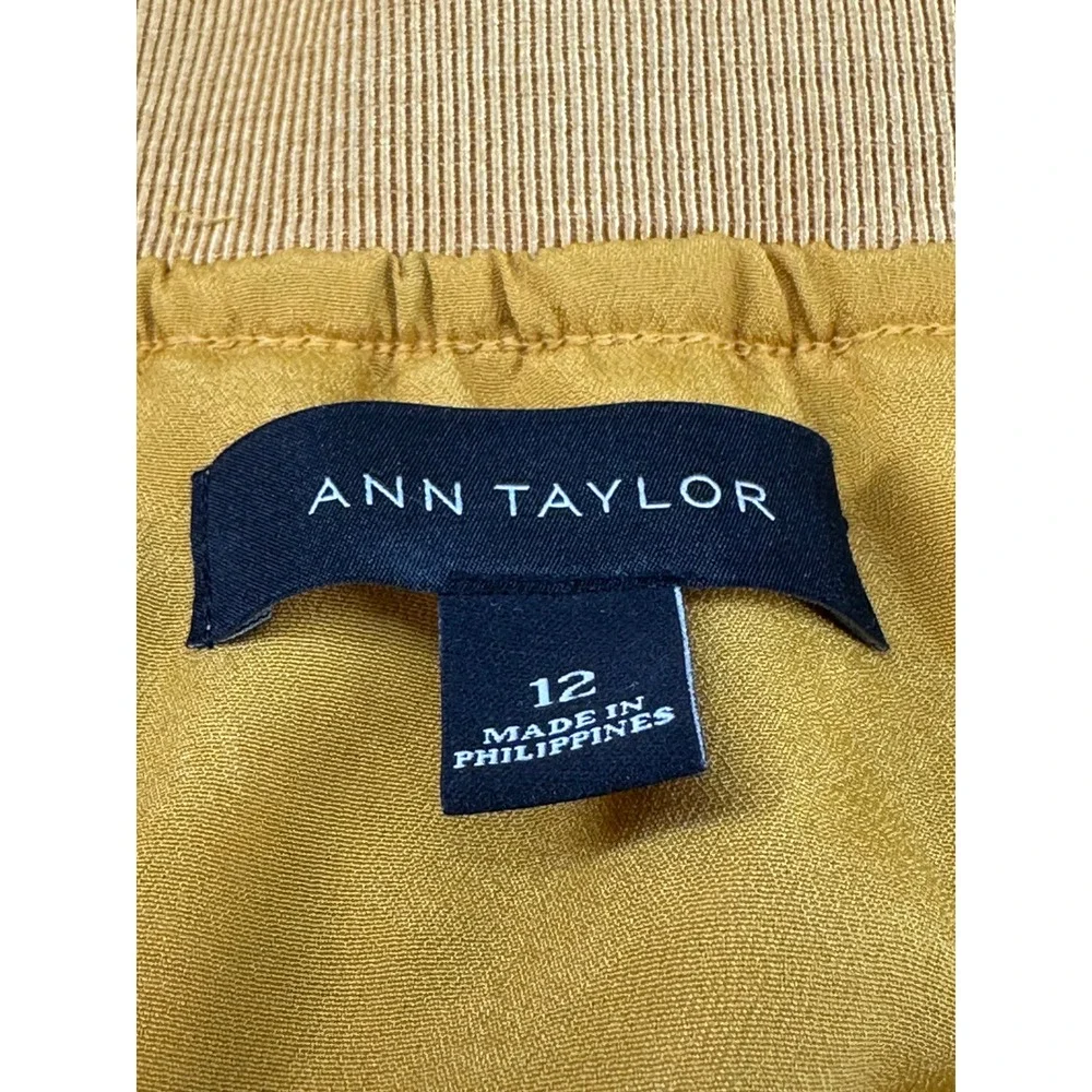 Ann Taylor Mustard Yellow Floral Eyelet Lace Midi Skirt Size 12 A-Line